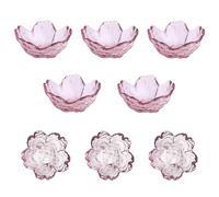 OnePine Set of 8 Pink Cherry Blossom Bowl, 54ml Glass Mini Dessert Bowls Sauce Dishes, Height 4cm Glass Bowls for Dessert, Ice Cream, Sorbet, Fruit, Pudding, Sushi Soy Sauce, etc