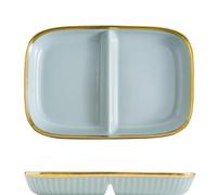 OnePines Healthy Eating Plate Ceramic, Balance Diet Plate with 2 Compartment, Portion Control Plates for Adults Weight Loss, Length: 23.8cm/9.37 inch