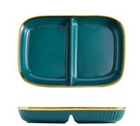 OnePines Healthy Eating Plate Ceramic, Balance Diet Plate with 2 Compartment, Portion Control Plates for Adults Weight Loss, Length: 23.8cm/9.37 inch
