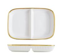 OnePines Healthy Eating Plate Ceramic, Balance Diet Plate with 2 Compartment, Portion Control Plates for Adults Weight Loss, Length: 23.8cm/9.37 inch