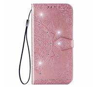 OnePlus Nord CE4 5G Case, 3D Sparkly Gems Bling Glitter Mandala Shockproof Flip Case Stand PU Leather Book Wallet Phone Cases Card Slots Magnetic TPU Bumper Cover for OnePlus Nord CE4 5G Pink