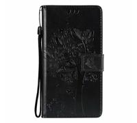OnePlus Nord CE4 Case, Flip Cover PU Leather Book Wallet Cover Embossed Tree Magnet Closure Card Slots Kickstand Silicone Bumper Shockproof Full Protection Case for OnePlus Nord CE4 black