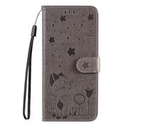 OnePlus Nord CE4 Case, Shockproof Premium PU Leather Bee Shock-Absorption Notebook Wallet Phone Cases with Magnetic Kickstand Card Holders Flip Protective Cover for OnePlus Nord CE4 gray