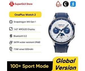 OnePlus Watch 2 SmartWatch Global Version 2GB RAM 32GB ROM 1.43'' AMOLED Display Google Wear OS 4 Dual Frequency GPS Support NFC Global Version 46mm Black