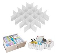Onerbuy 8pcs Adjustable Grid Drawer Dividers DIY Plastic Closet Separator Tidy Organizer Container for Underwear Socks Belt Office Supplies (White)
