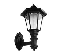 Onerbuy Solar Powered Outdoor LED Wall Sconce Lantern Wall Mounted Security Lights Garden Fence Yard Hexagonal Lamp (Warm White)