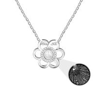 Oneress 100 Different Languages I Love You Necklace Flower Design Pendant Projection Necklace Christmas Valentine's Gifts for Mom Daughter Wife Y4280(White)