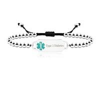 Oneress 4mm Stainless Steel Beads Engraved Health Alert Bracelet Laser Engraved Epilepsy Adjustable Wristband for Women Emergency First Aid for Women Girls YA4661 (Type 1)