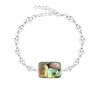 Oneress Abalone Chain Bracelet Everyday Jewelry Adjustable CZ Shell Bracelet Iridescent Ocean Gift for Women Men YA5517-White