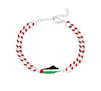 Oneress Adjustable Map Bracelet - Gold Enamel Palestinian Jewelry, Islamic Pride Statement Bracelet for Women, Middle Eastern Cultural Heritage Accessory YA5881-BaiHong