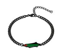 Oneress Adjustable Palestinian Pride Bracelet, Red Green Black Beads with Stylish Cuban Chain, Middle Eastern Resistance Jewelry, Spiritual & Ethnic Identity YA5031 Black