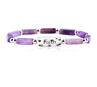 Oneress Amethyst Stretch Faith Bracelet, Exquisite Natural Crystal Purple Beaded Faith Inspirational Bracelet Jewelry Gifts for Women YA4824
