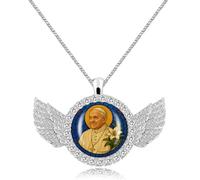 Oneress Angel Vatican Jewelry Necklace, Stainless Steel Angel Pendant for Women and Men, Christian Faith Charm, Catholic Gift, Holy See Jewelry YA5956 White