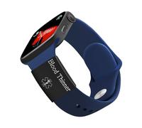 Oneress Blood Thinner Medical ID Watch Band Tag for Apple Watch Stainless Steel Emergency Health Alert Label for Active Lifestyle YA4313 Black-Blood