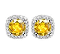 Oneress Bright Yellow Cubic Zirconia Stud Earrings Brass Post Earrings Hypoallergenic CZ Birthstone Ear Studs Earrings for Party Back to School Holiday Mother's Day Gift YA4139 (Yellow)