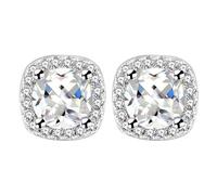 Oneress Classic White Halo Stud Earrings CZ Stud Earrings Costumes Collocation Earrings for Wedding Party Timeless Beauty Everyday Wear YA4139 (White)