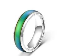 Oneress Couples’ Matching Stainless Steel Mood Ring, Rainbow Color Changing Band, Romantic Anniversary Jewelry for Him or Her Y1854 White 9