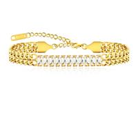 Oneress Cuban Link Bracelet - Exquisite Jewelry for Women, Adjustable Stainless Steel Chain & Rectangular AAA+ Cubic Zirconia, Ideal for Faith Ceremonies & Gatherings - YA4339
