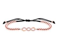 Oneress Cute Rose Gold Plated Endless Love Stretch Bracelet with Sparkling Cubic Zirconia, Rose Gold Plated Brass Beaded Link Chain Bracelet for Girls and Sisters YA4845