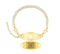 Oneress Diabetes Medical Alert Bracelet - Stylish Stainless Steel Health ID Jewelry with Medical Symbol, Custom Engraved Emergency Bracelet YA6004-QR