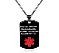 Oneress DIY Medical ID Necklace, Black Faith + Emergency Pendant, Allergy Medical Jewellry, for Teachers and Gym YA5217 Black DIY