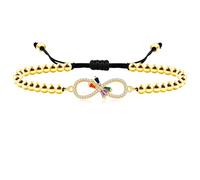 Oneress Elegangt Gold Plated Endless Love Beaded Bracelet with Sparkling Cubic Zirconia, Colorful Butterfly Bracelet with Gold Plated Brass Beaded Link Chain for Girls and Sisters YA4729