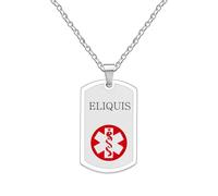 Oneress ELIQUIS Emergency Medical Necklace Stainless Steel Custom Engraved Durable Pendant for Men Women YA5239 White-ELIQUIS