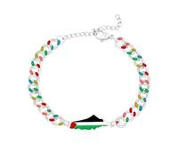Oneress Enamel Map Charm Bracelet - Handmade Arab Palestinian Jewelry, Identity and Ethnic Solidarity Bracelet for Women, Daily Wear Trendy Gift YA5881-BaiCai