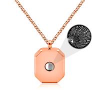Oneress Engraved I Love You Necklace, Hidden Love Message, 100 Languages Projection Pendant, Rose Gold Jewelry for Her YA5222 Rose Gold-DIY