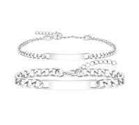 Oneress Engraved Name Bracelet Personalized Love Engagement Couple Promise Jewelry Unisex Set Stackable Elegant Everyday Accessory YA5889-White-DIY