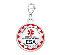 Oneress ESA Tag White, Engraved Stainless Steel Pet Tag for Dog Cat Harness or Collar, Protected Under Federal Law with Red Medical Alert Symbol YA6312-White
