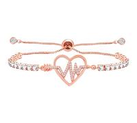 Oneress Exquisite and Elegant Women's Rhinestone Heartbeat Arrow Bolo Bracelet, Fashionable Adjustable Love Heart Slider Tennis Bracelet for Women Birthday, Party, Engagement YA4923