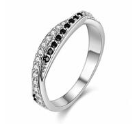 Oneress Exquisite and Forever Rings Crystal Ring Band Suitable for Brides and Ladies, Ideal for Special Occasions and Parties Y022 (White & Black R1/2 59.5 mm)