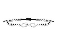 Oneress Exquisite Platinum Plated Endless Love Snake Shaped Charm Stainless Steel Beaded Stretch Bracelet, Symbol of Infinite Love for Women YA4908