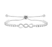 Oneress Exquisite Platinum Plated Eternal Infinity Bracelet with Sparkling CZ, Beautiful Tennis Jewelry in White Plated Brass, Symbol of Eternal Love for Lover YA4846