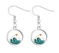 Oneress Exquisite Round Mountain Mustard Seed Hypoallergenic Earrings, Romantic and Charming Stainless Steel Religious Faith Earrings for Lady, Religious Gift for Birthday （silvery-Green）