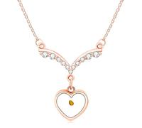 Oneress Faith Can Move Mountains Jewelry Christian Gift Stainless Steel Inlaid Zircon Mustard Seed V-Necklace Rose Gold Necklaces for Women Girls YA4836 (Rose Gold Heart)