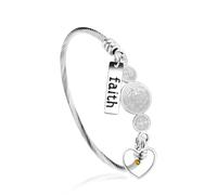 Oneress Faith Jewelry Mustard Seed Bracelet Patron Saint CSPB Jesus Bangle Bracelets Easter Christian Confirmation Gift for Women Girls Y4231(Steel-Heart)