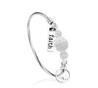Oneress Faith Powerful Encouragement Bangle Bracelets Mustard Seed Charms Twisted Cable Bangle Inpirational Gifts for Women Y4231(Steel-Round Mountain)