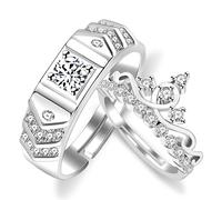 Oneress Fashion Ring Sets Men Women Wedding Engagement Anniversary Promise Ring Bridal Sets Jewelry White Gold Plated Men's Wedding Band The Perfect Token of Love and Commitment Y4747 (White)