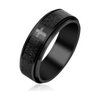 Oneress Fidget Inspirational Christian Black Titanium Steel Lord's Prayer Rotatable Ring - Men's Wedding Band Comfort Fit Jesus Bible Cross Anxiety YA4879 (T1/2 62.1 mm)