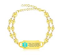 Oneress Gold DIY Bracelet, Laser Engraved Stroke and Pregnancy Alert, Adjustable Medical Tag, Personalized Healthcare Jewelry for Women YA5200 Gold DIY