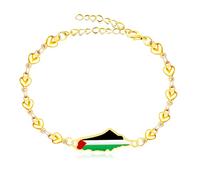 Oneress Gold Plated Gaza Bracelet, Palestinian Pride Symbolic Jewellry, Enamel Heart Map for Women YA5212 Gold