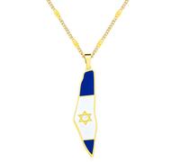 Oneress Gold Plated Israel Pendant Necklace, Star of David Religious Jewelry, Jewish Spiritual Necklace for Men and Women, Holy Land Symbolic Gift, Hebrew Culture Jewelry Y5139-Gold
