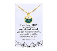 Oneress Green Sand Round Mustard Seed Pendant Necklace Move Moutains Gold Plated Stainless Steel Colored Stone Sand Christian Inspirational Jewelry Gift Free Exquisite Flower Box, Medium, Stainless