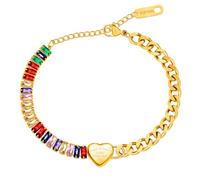 Oneress Heart Bracelet Engraving Please Return to Love Forever 520, Adjustable 18K Gold Plated Cubic Zirconia Tennis Classic Emerald Cut Faux Diamond Eternity Bracelet for Couples YA4332 (Heart)