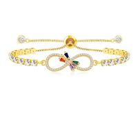 Oneress Infinite Symbol Charm Bracelet with Sparkling Cubic Zirconia - Elegant Tennis Colorful Butterfly Bracelet in Gold Plated Brass - Perfect Symbol of Eternal Love for Women YA4729