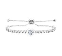 Oneress Inlaid Eternal Cubic Zirconia Bracelet Adjustable Slider Bracelet Round Brass Tab Inlaid White Glass Bracelet for Lover YA4548 (White)