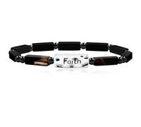 Oneress Inspirational Black Agate Rectangular Bracelet, Stretch Faith Bracelet for Special Occasions or Family Gatherings - YA5084