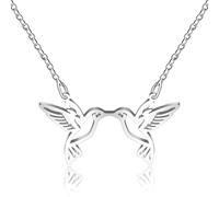 Oneress Love Hummingbird Necklace for Her, Two Hummingbirds in Love Pendant, Minimalist Stainless Steel Bird Jewelry, Nature Lovers Gift, Best Friend, Mother's Day, Christmas YA6867
